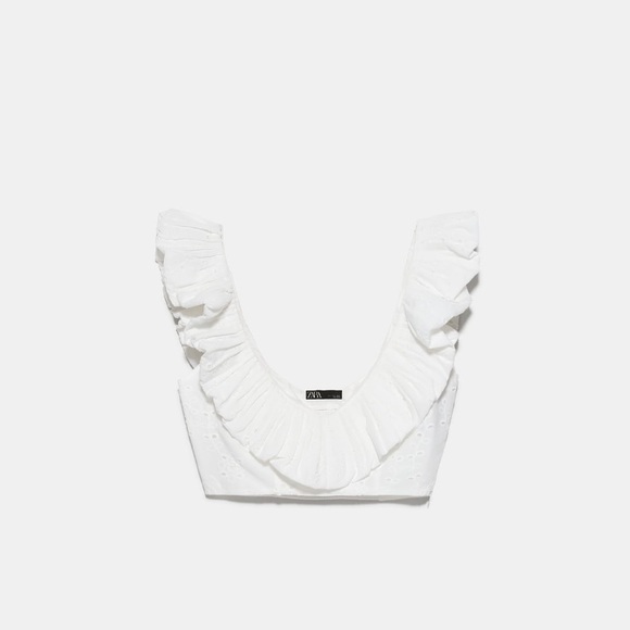 Zara Tops - Zara White Eyelet Crop Top NWT